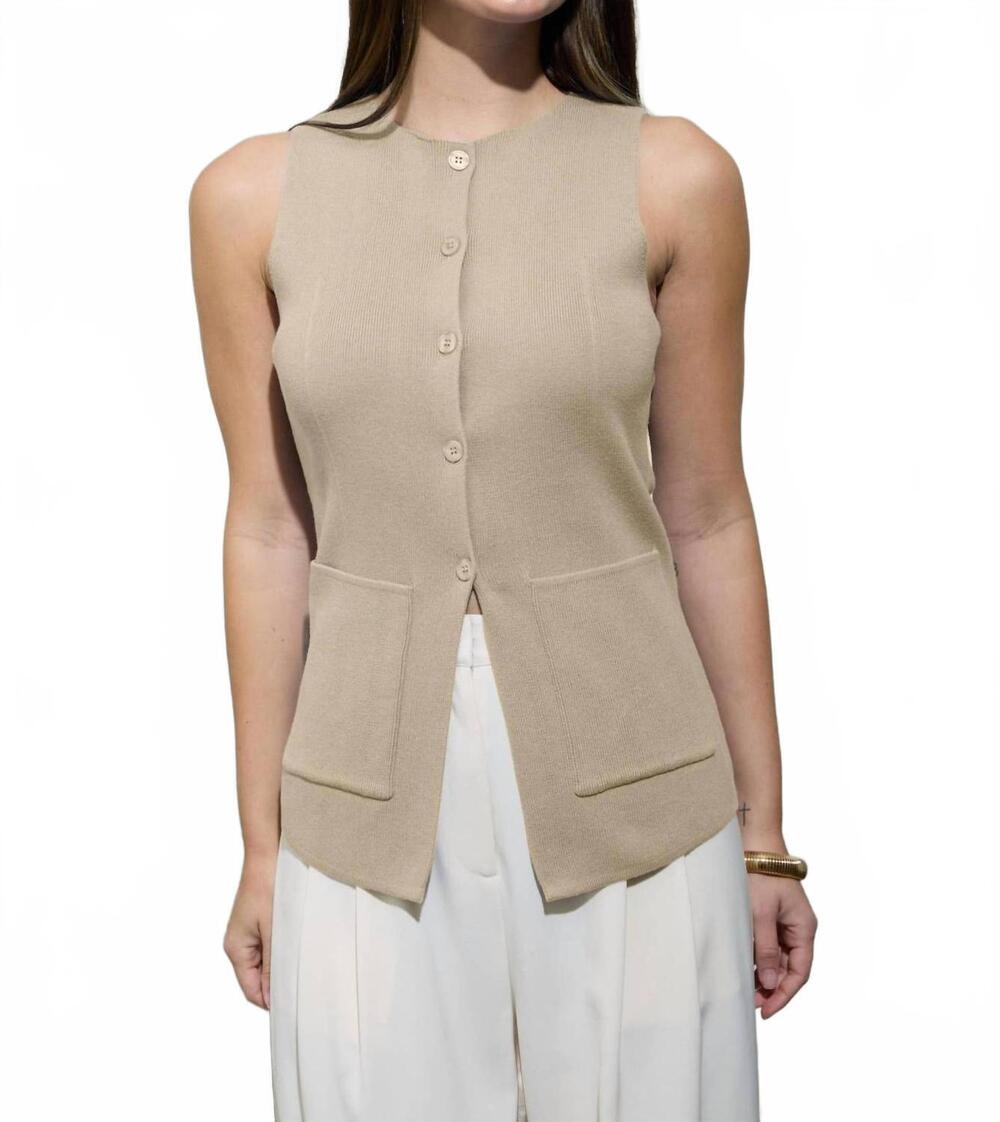 NEW MOON RIVER women's sweater vest in vanilla latte